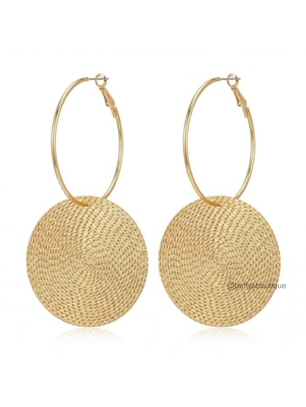 Hammered Gold Hoop Earrings Women Large Round Dangle Statement